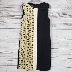 Giambattista Valli Paris Women's Linen Silk Color Block Sheath Dress Size 44